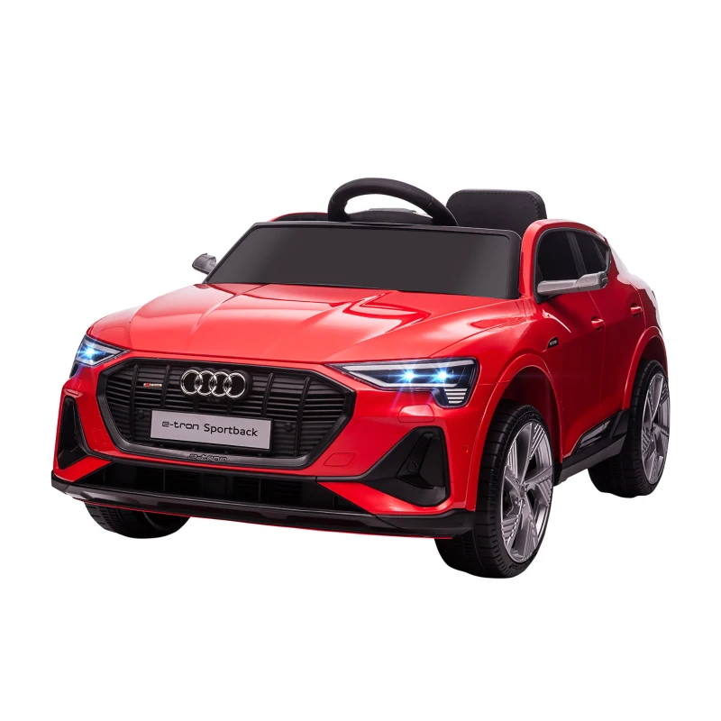 HOMCOM Voiture électrique enfants sous Licence Audi e-tron Sportback, véhicule électrique 12V Max. 5 Km/h avec télécommande 2,4G, phares LED, musique, klaxon, port USB, MP3, rouge
