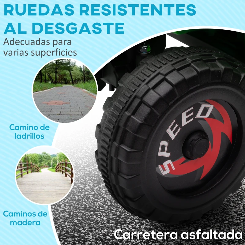 HOMCOM Quad Eléctrico para Niños de 18-36 Meses con Avance y Retroceso Velocidad de 2,5 km/h 70x41,5x48,5 cm Verde