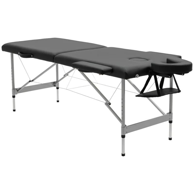 HOMCOM Marquesa Dobrável Mesa de Massagem Portátil com Altura Ajustável em 7 Posições 186x71x62-83cm Preto