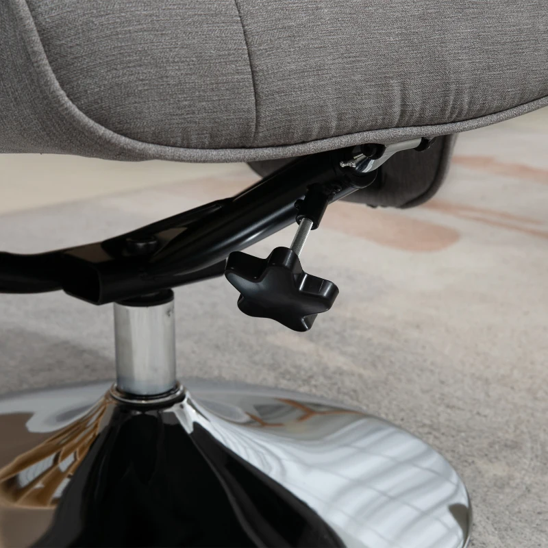 HOMCOM Fotoliu relax inclinabil 135° pivotant 360° cu rest de picior acoperire material textil gri