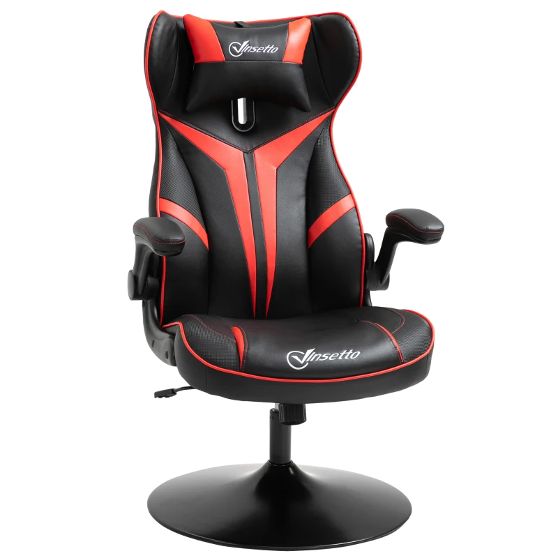 Vinsetto Fauteuil gamer chaise de jeu gaming pivotante ergonomique hauteur réglable accoudoirs revelables coussin têtière inclus