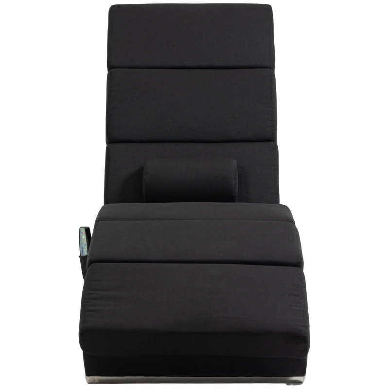 HOMCOM Fotoliu relaxant șezlong de relaxare ergonomic, cu masaj și încălzire, cu telecomandă 56 x 168 x 84 cm negru