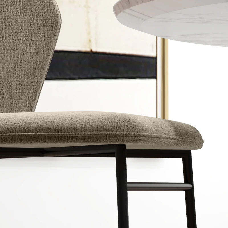 HOMCOM Set de 2 scaune de dining șezut capitonat din material textil aspect in picioare din oțel stabile design modern mărșăven deschis