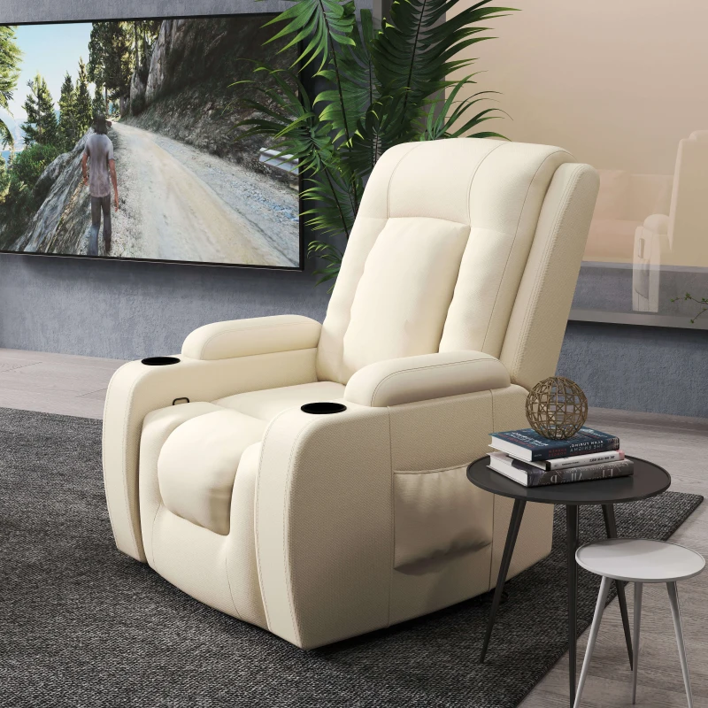 HOMCOM Fauteuil de Massage et Relaxation électrique Chauffant 360° pivotant inclinable manuellement Repose-Pied télécommande(m-9)