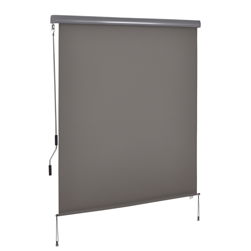 Outsunny Senkrechtmarkise Balkonmarkise Vertikalmarkise Windschutz Seitenrollo Sichtschutz mit Handkurbel Polyesterstoff+Aluminium Grau 250 x 160 cm
