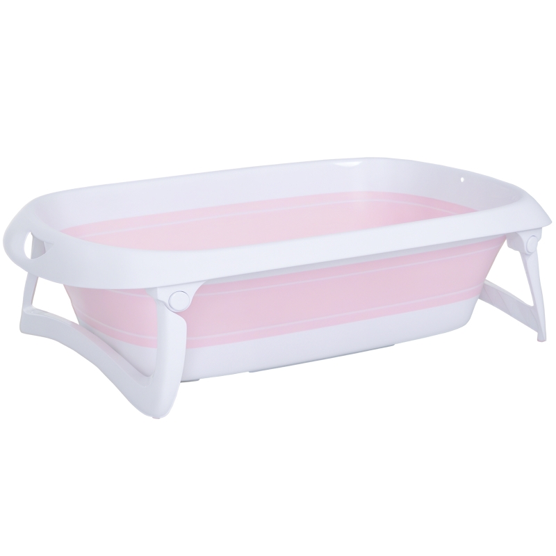 HOMCOM Vaschetta per Bagnetto per Neonati Ergonomico Pieghevole Piedini Anti-Scivolo Standard EN71-1, EN71-2, EN71-3 Rosa Età Adatta: 0-3anni 80x48x21cm