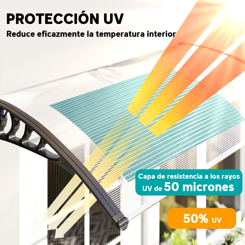 Outsunny Tejadillo de Protección para Puertas Ventanas Marquesina de Exterior de Aleación de Aluminio 150x90x25 cm Transparente