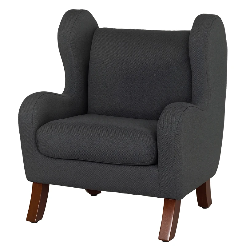 HOMCOM Kindersessel, Minisessel, Kindersofa für 3-6 jahre alt, Holzbeine, Grau, Leinen+Schaumstoff+Gummiholz, 45,5 x 43 x 56 cm