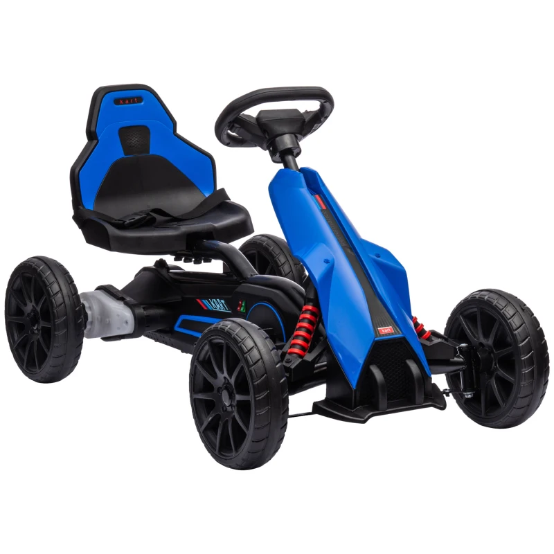 HOMCOM Kart Coche Eléctrico Infantil 12V de 3 a 8 Años Velocidad 3-5km/h y Cinturón de Seguridad 100x58x58,5cm Azul
