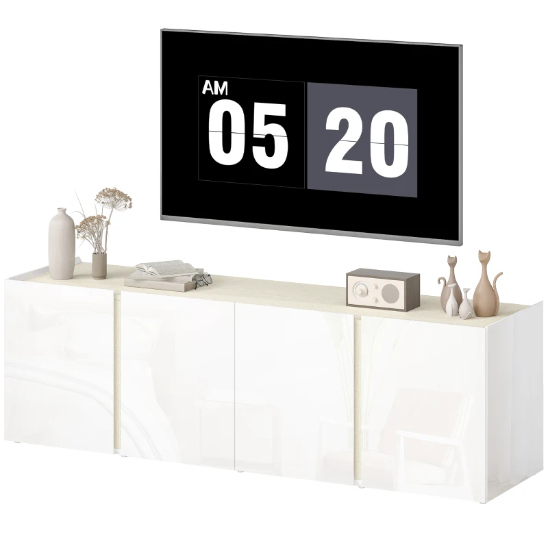 HOMCOM Meuble TV pour téléviseurs de 65 pouces, meuble TV avec portes à fermeture douce, étagères ajustables, trous pour les câbles, pour salon, Blanc