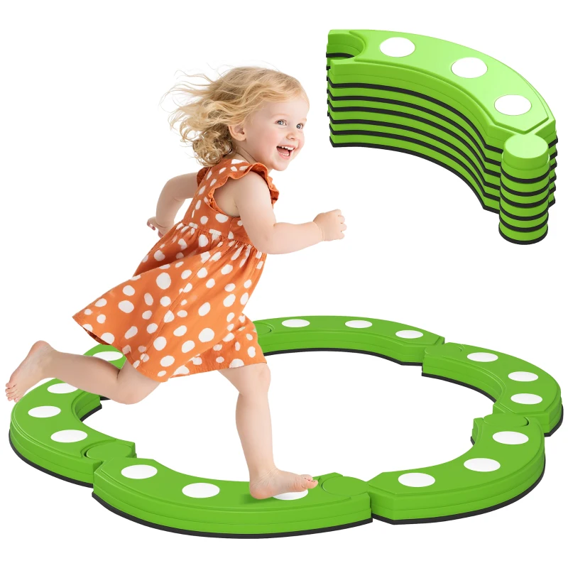 AIYAPLAY Percorso di Equilibrio per Bambini di +3 Anni con Punti Tattili per Interni ed Esterni, Verde