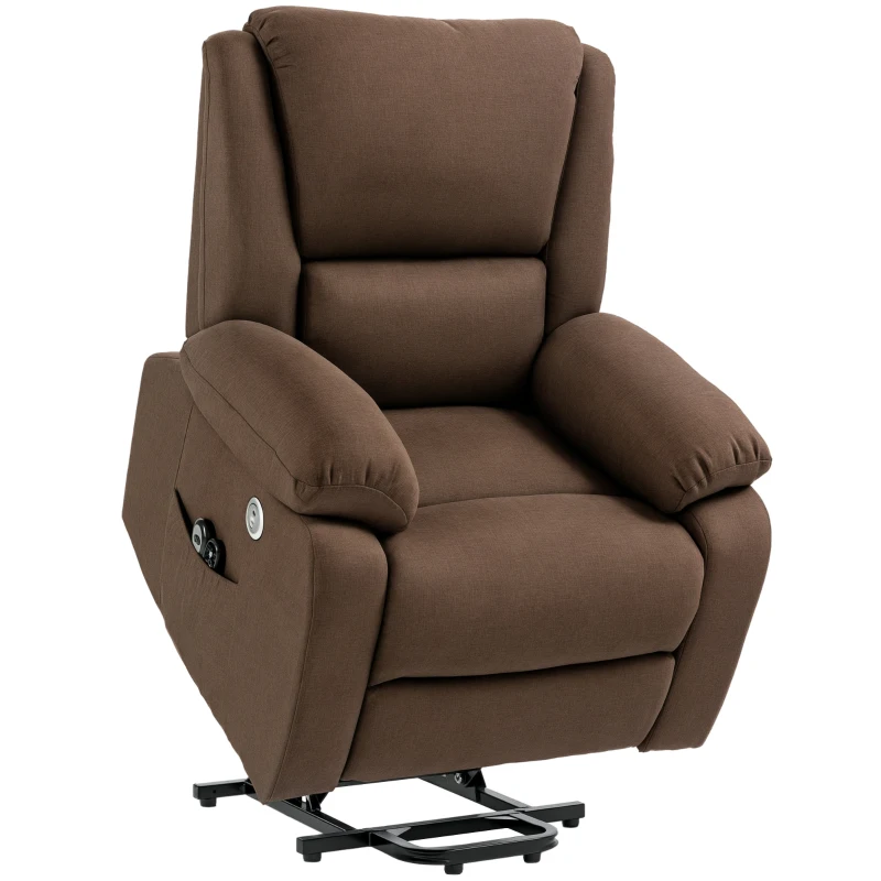 HOMCOM Scaun Electric Rabatabil cu 8 Puncte de Masaj și Suport pentru Picioare, Fotoliu Modern din In și Țesătură cu Efect Metalic, 87x92x105 cm, Cafea