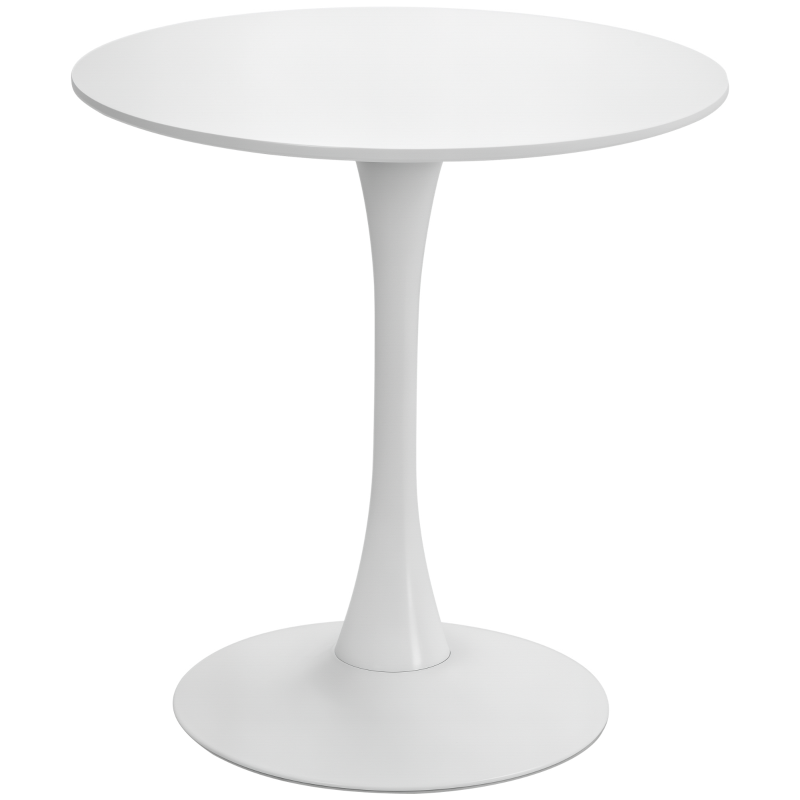 HOMCOM Tavolo da Soggiorno Minimal Rotondo con Base in Metallo, Ø70 x 73 cm, Bianco