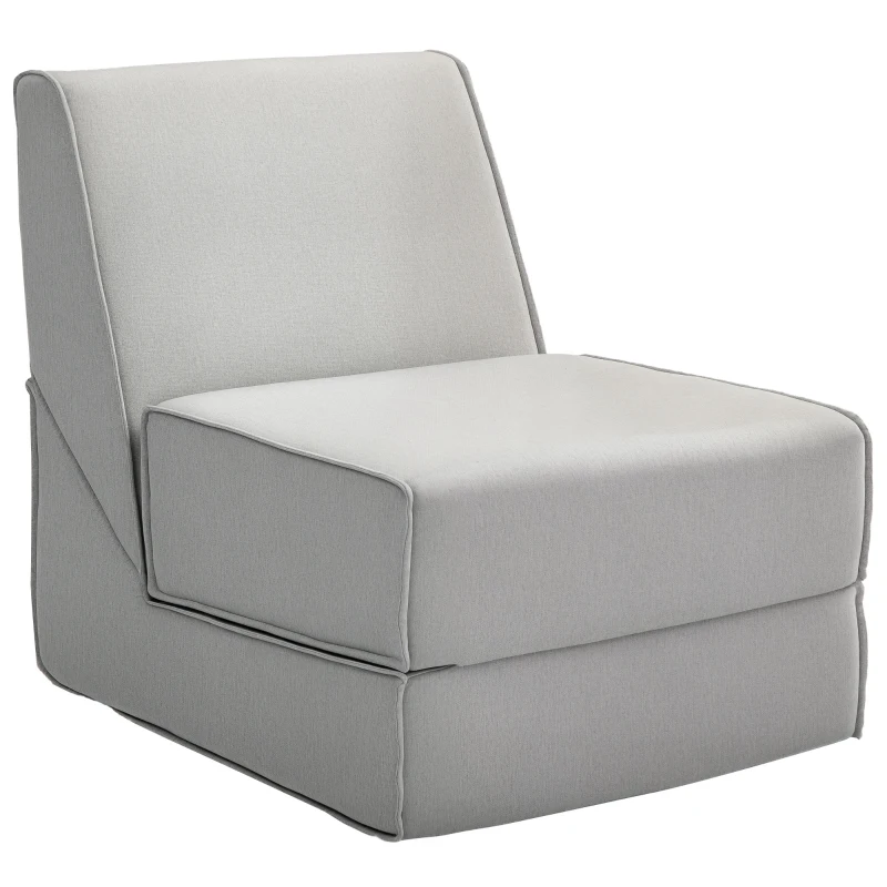 HOMCOM Poltrona Moderna da Pavimento Convertibile in Chaise Longue in Tessuto, Grigio Chiaro