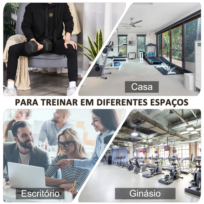 HOMCOM Haltere Hexagonal 12,5 kg em Ferro Fundido Pesos de Aço Revestidos a Borracha com Pega Texturizada para Musculação Preto