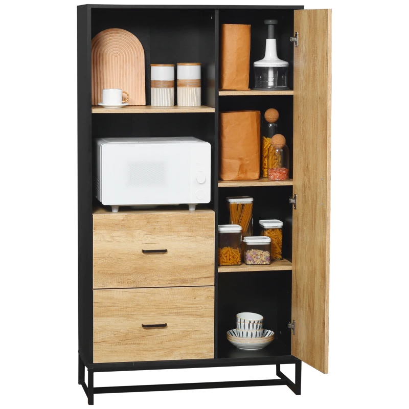 HOMCOM Tall Kitchen Cupboard, Freestanding Kitchen Pantry Cabinet with Adjustable Shelves, Drawers and Soft Close Door, 160cm