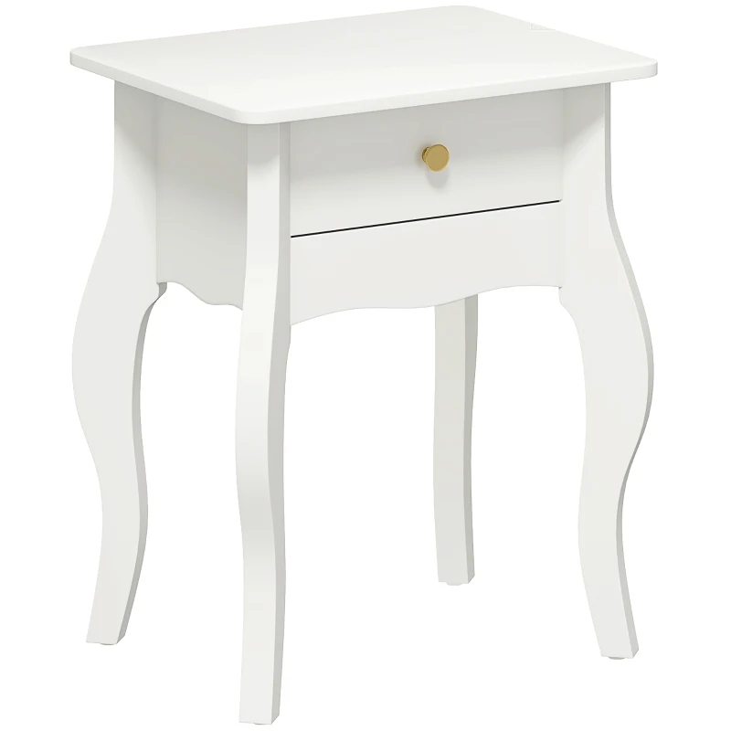 HOMCOM Juego de 2 mesas auxiliares, mesita de café con patas curvas, mesa de centro para salón, dormitorio, 45 x 35 x 55 cm, blanco