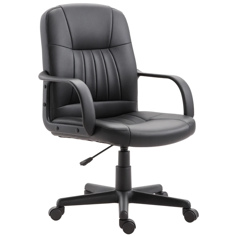 Vinsetto Sedia da Ufficio Ergonomica e Girevole, Poltrona da Ufficio con Altezza Regolabile in Similpelle 60x60x94-103cm Nero