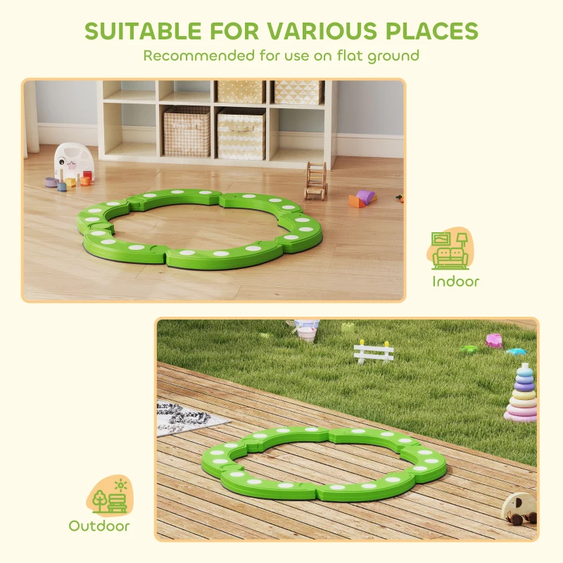 AIYAPLAY Barre d'Équilibre pour Enfants de +3 Ans avec 6 Pierres d'Équilibre Points Tactiles pour Intérieur et Extérieur Vert