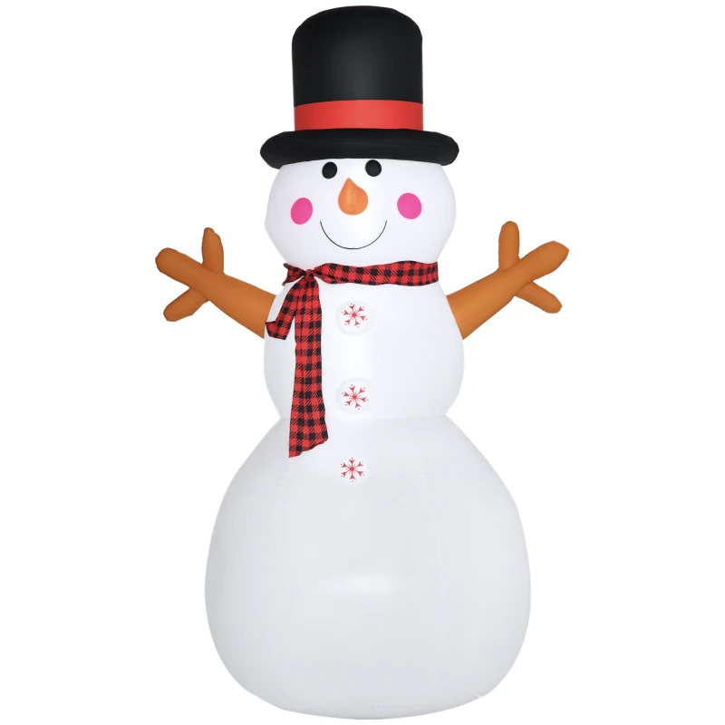 HOMCOM Weihnachten aufblasbarer Schneemann 1,82 m Weihnachtsdekoration wetterfest LEDs Polyester 100 x 80 x 182 cm