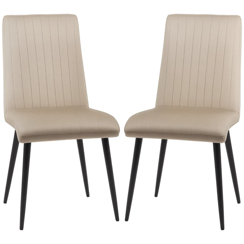 HOMCOM Set 2 Sedie da Cucina Imbottite con Gambe in Acciaio e Design Salvaspazio, 43x58x90 cm