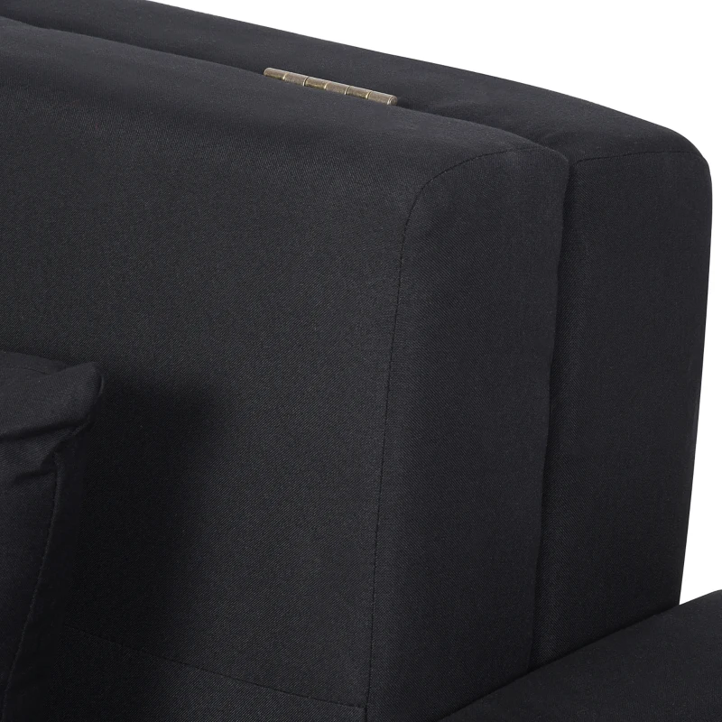 HOMCOM Sofá Cama de 2 Lugares Estofado em Algodão com 2 Almofadas Apoio para os Braços e Armazenamento 152x101x81cm Cinza Carvão