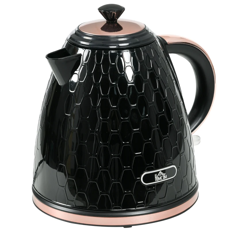 HOMCOM Hervidor de agua, 2200W, Ventana transparente, Filtro, Hervidor rápido, Negro