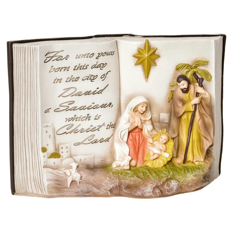 HOMCOM Presepe di Natale, Natività con Statuine 3D in Resina, 21.5x9.5x14cm