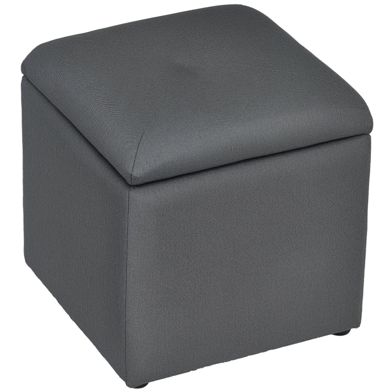 HOMCOM Bancă cu Spațiu de Depozitare Tip Ottoman, Tapițată cu Țesătură Respirabilă, 39x39x39 cm, Gri