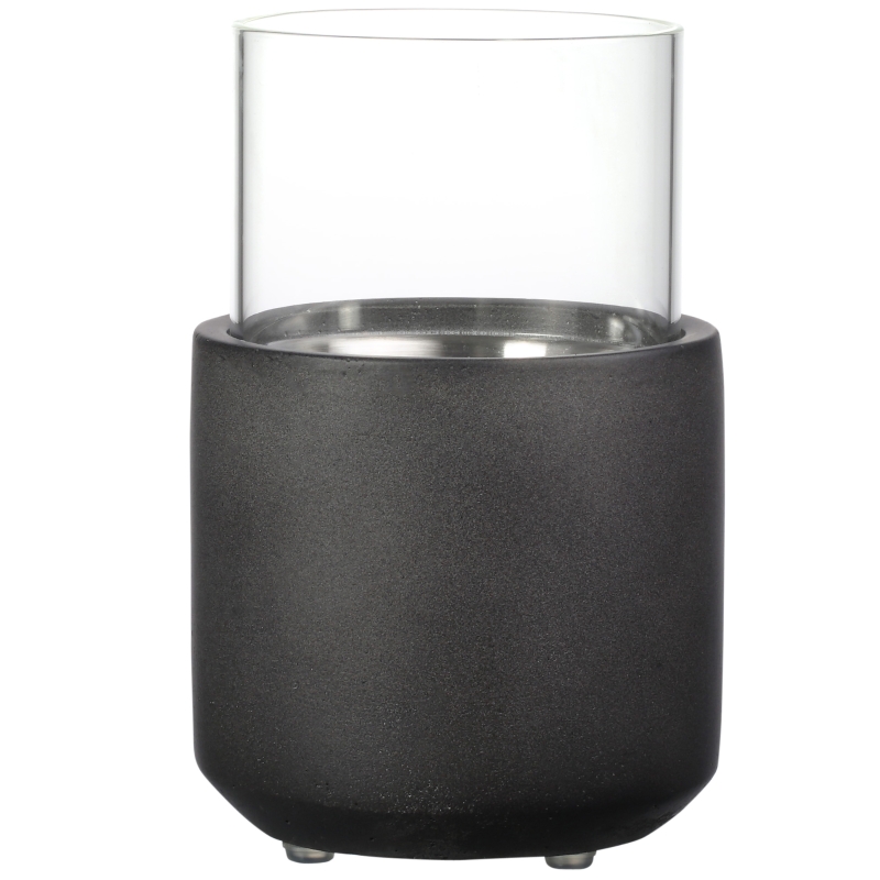 HOMCOM Chimenea Bioetanol Sobremesa Capacidad de 0,4L Combustión de 2,5h para Interior y Exterior 12x12x19cm Gris Oscuro