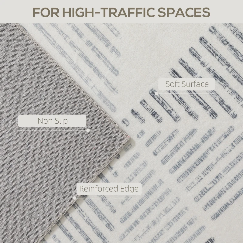HOMCOM Modern Area Rug, Geometric Pattern Non-Slip Washable Rug, Soft Floor Carpet for Living Room, Bedroom, Dining Room, Home Office, 170 x 120 cm, Grey
