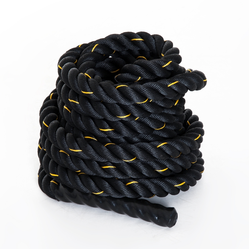 HOMCOM Cuerda de Batalla Ø38 mm Longitud 9 m Battle Rope Formación Battling Power Cuerda Ejercicio Fitness Deporte Poliéster Ultra Resistente Negro