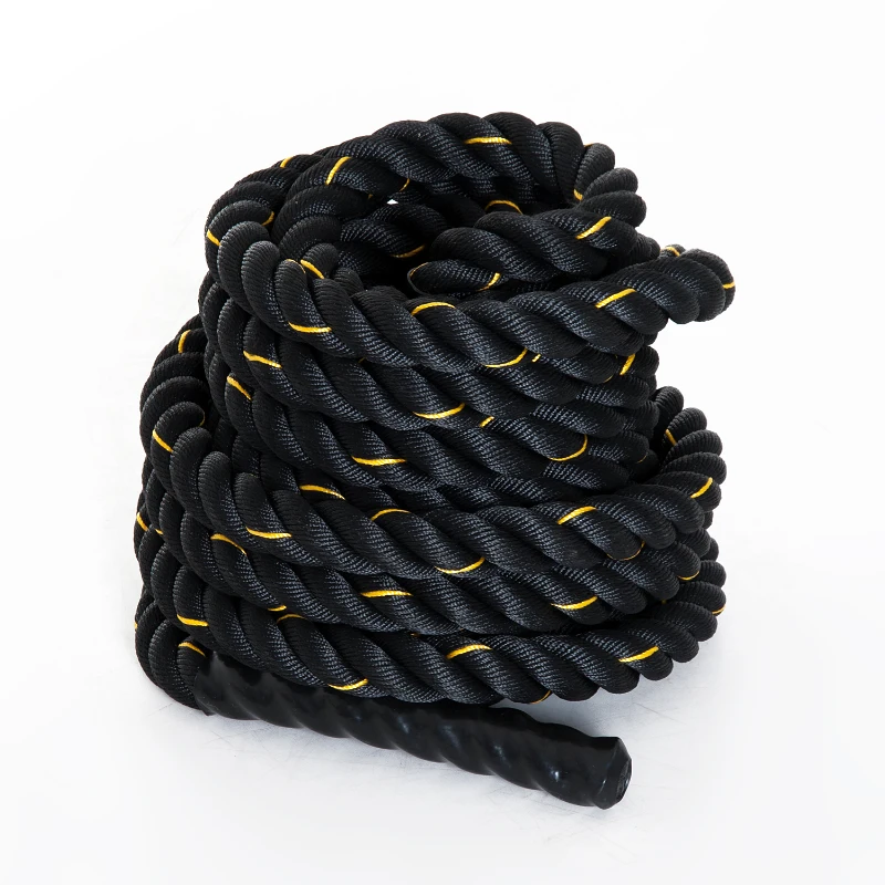 HOMCOM Cuerda de Batalla Ø38 mm Longitud 9 m Battle Rope Formación Battling Power Cuerda Ejercicio Fitness Deporte Crossfit Poliéster Ultra Resistente Negro