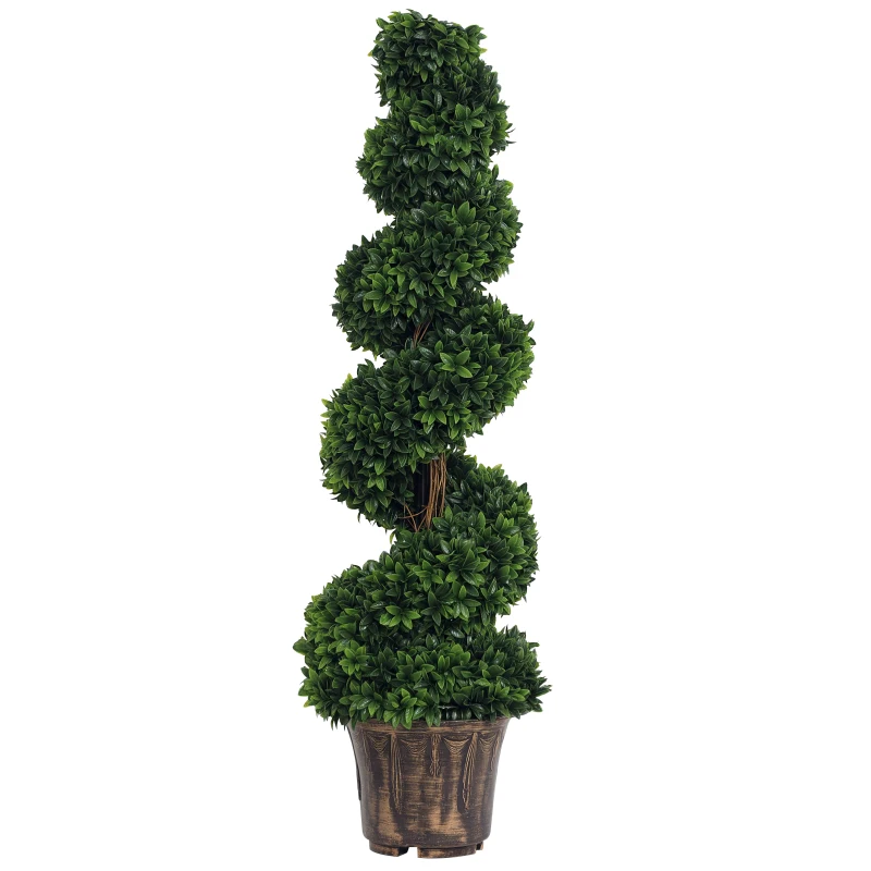 Outsunny Plante Artificielle topiaire Buis Arbre Artificiel en Forme de Spirale dim. Ø 32 x 120H cm Vert
