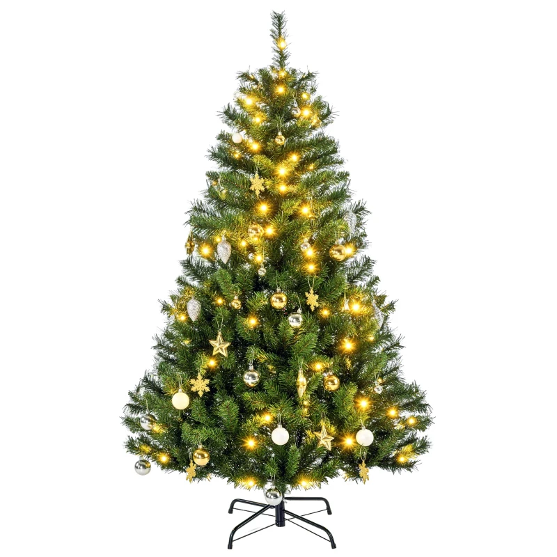 HOMCOM Weihnachtsbaum Tannenbaum mit Deko 120 LEDs 511 Spitzen Ø95 x 150H cm