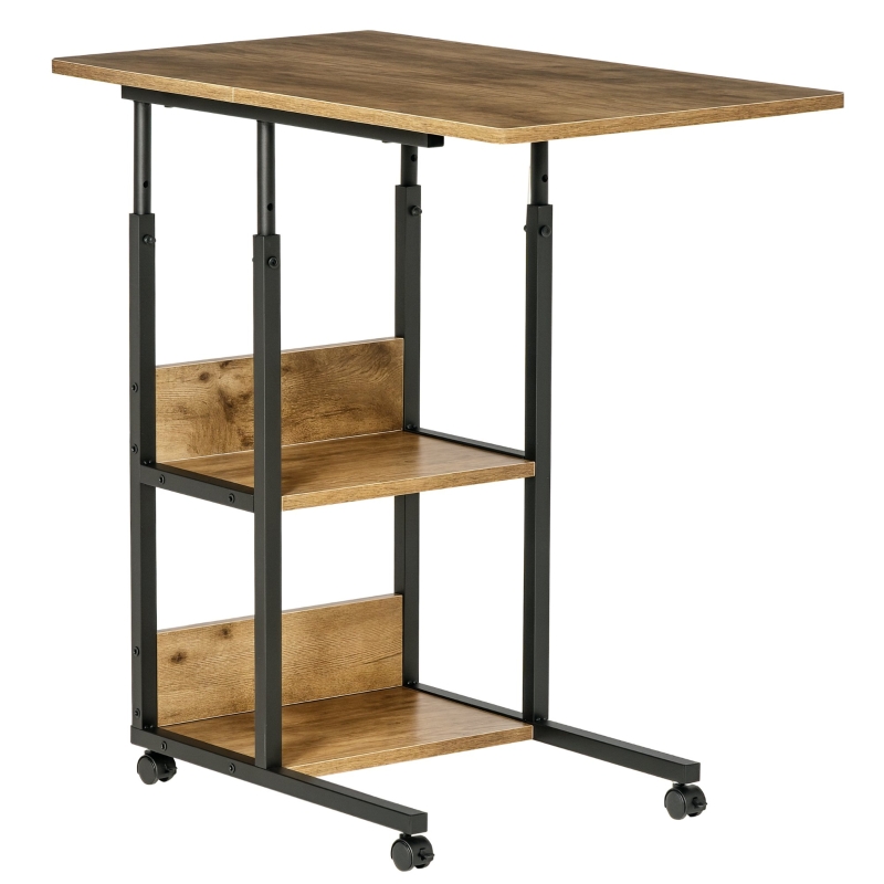 Tavolino con ruote per divano o letto, stile industriale, acciaio e legno, marrone e nero | Leroy Merlin