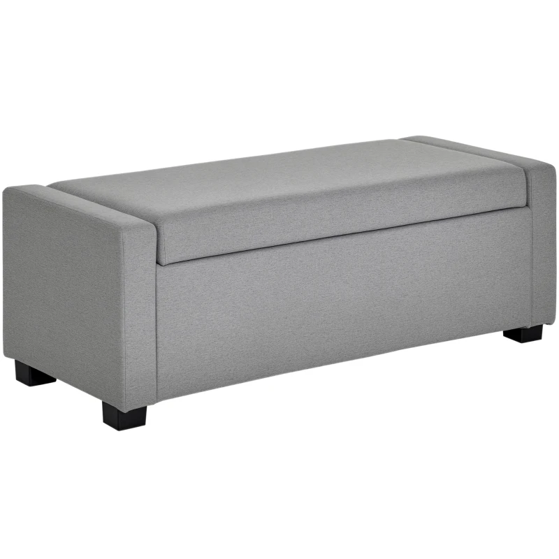 HOMCOM Panca Fondoletto con Vano Contenitore in Tessuto, 120x50x44cm - Grigio