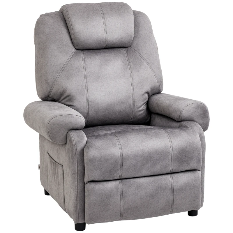 HOMCOM Poltrona Relax Reclinabile Manualmente in Tessuto con Imbottitura Extra, Grigio