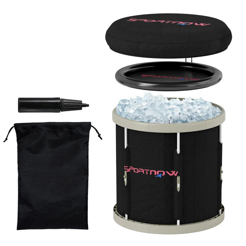 SPORTNOW 210L Outdoor Ice Bath Tub, with Lid, Cover, Carry Bag, Black