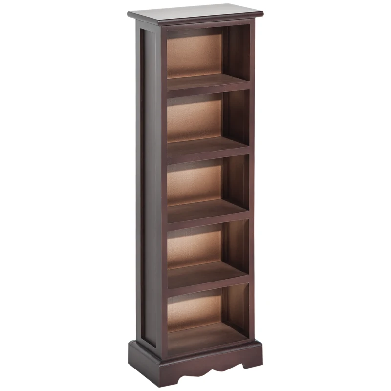 HOMCOM Mobiletto Scaffale Porta CD con 5 Ripiani di Archivazione in Legno Marrone 30x 17x 90cm