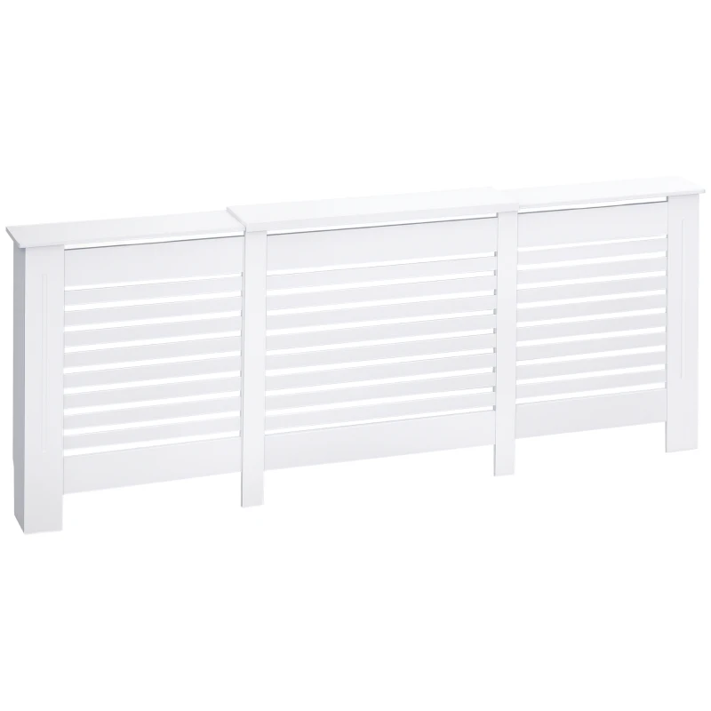 HOMCOM Mobile Copricalorifero Larghezza Regolabile e Mensola Superiore in MDF e Legno, 140-202x19x82.5cm, Bianco