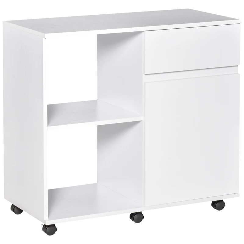 HOMCOM Filing Cabinet, Printer Stand with Open Storage Shelves and Drawer for Home Office, 80cm x 40cm x 73cm, White