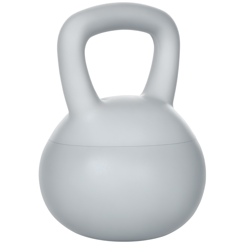 SPORTNOW Kettlebell 4kg in PVC e Sabbia Metallica per Allenamento Spalle e Bicipiti, 19x19x26 cm, Grigio