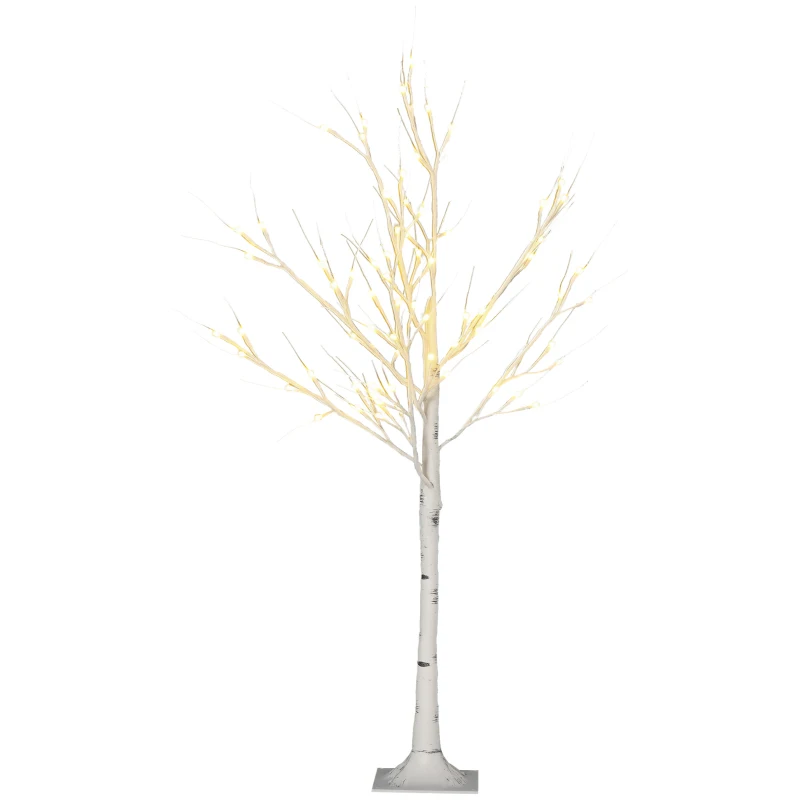 HOMCOM Arbre lumineux LED - décoration lumineuse blanc chaud - 72 LEDs - usage intérieur - 120 cm - décoration de noël chambre maison blanc