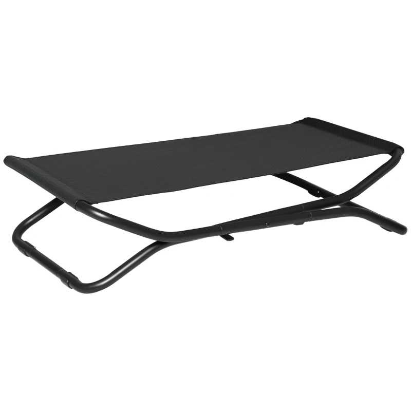 PawHut Cama Elevada para Perros Plegable Cama para Mascotas Pequeños Medianos con Tela de Malla Transpirable Marco de Acero para Interior Exterior 92x56,5x19,5 cm Negro