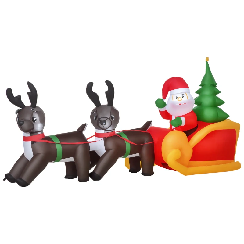 HOMCOM Aufblasbarer Weihnachtsmann Outdoor Weihnachtsdekoration, 2 m, Santa Claus, inklusive Gebläse, Mehrfarbig