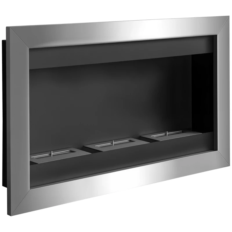 HOMCOM Camino a Bioetanolo da Parete Biocamino di Design con 3 Bruciatori in Acciaio Inox 110 x 63 x 16cm