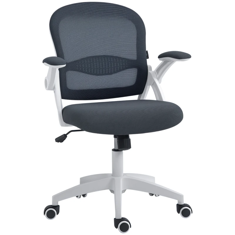 Vinsetto Scaun de Birou Ergonomic cu Spătar din Plasă și Scaun Căptușit, Înalțime Reglabilă, 65,5x61,5x88-97,5 cm, Gri