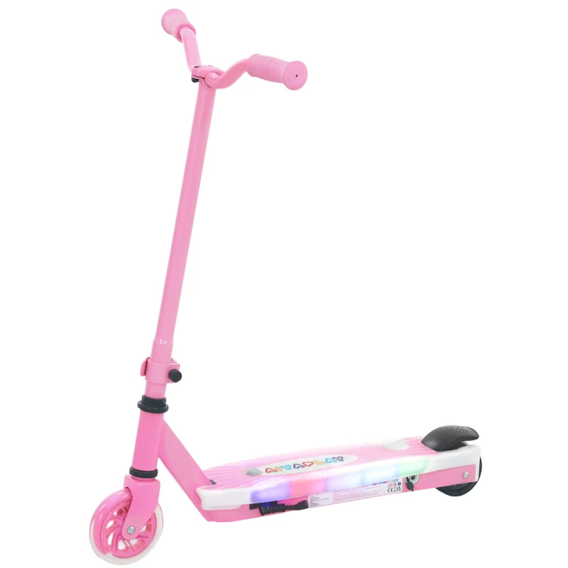 AIYAPLAY Patinete Eléctrico para Niños de 4 a 7 Años con Luces Ruedas Auxiliares y Freno de Pie Velocidad Máxima de 6 km/h Rosa