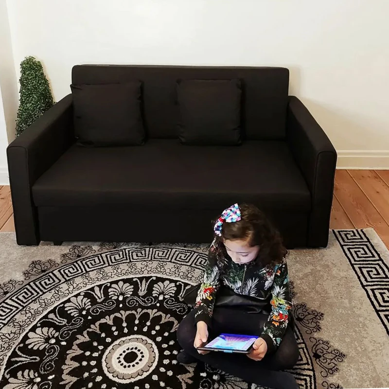 HOMCOM Schlafsofa, 2er-Sofa, mit verstecktem Stauraum, Pollycotton, Dunkelgrau